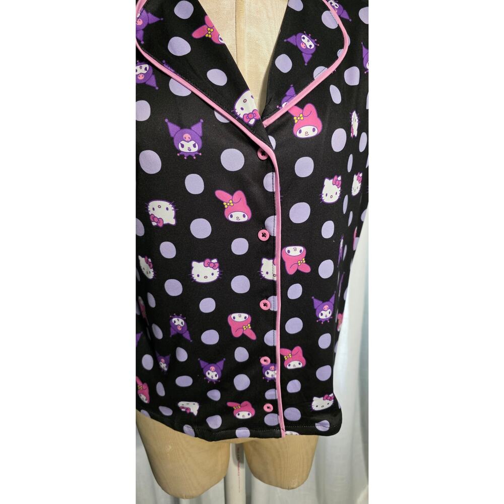 Bioworld Hello Kitty & Friends Character Heads Polka Dot Sleep Shirt PJS NWT S - Picture 2 of 5